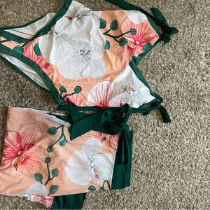 Floral One-Piece Swimsuit with Cover-Up